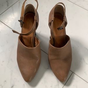Corso Como tan/brown/grey heels with ankle strap